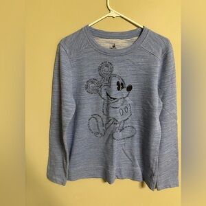 Disney Parks Word Personality Mickey Mouse Lightweight Blue Sweatshirt Medium